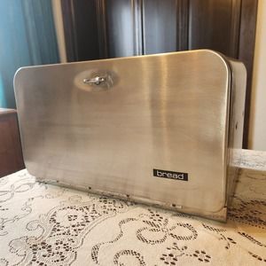 Bread Box, Vintage Beauty Box brand, Stainless steel, EUC